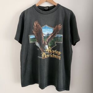 Vintage Harley Davidson 3D Emblem Shirt Large Biker Motorcycle Queen City 1990